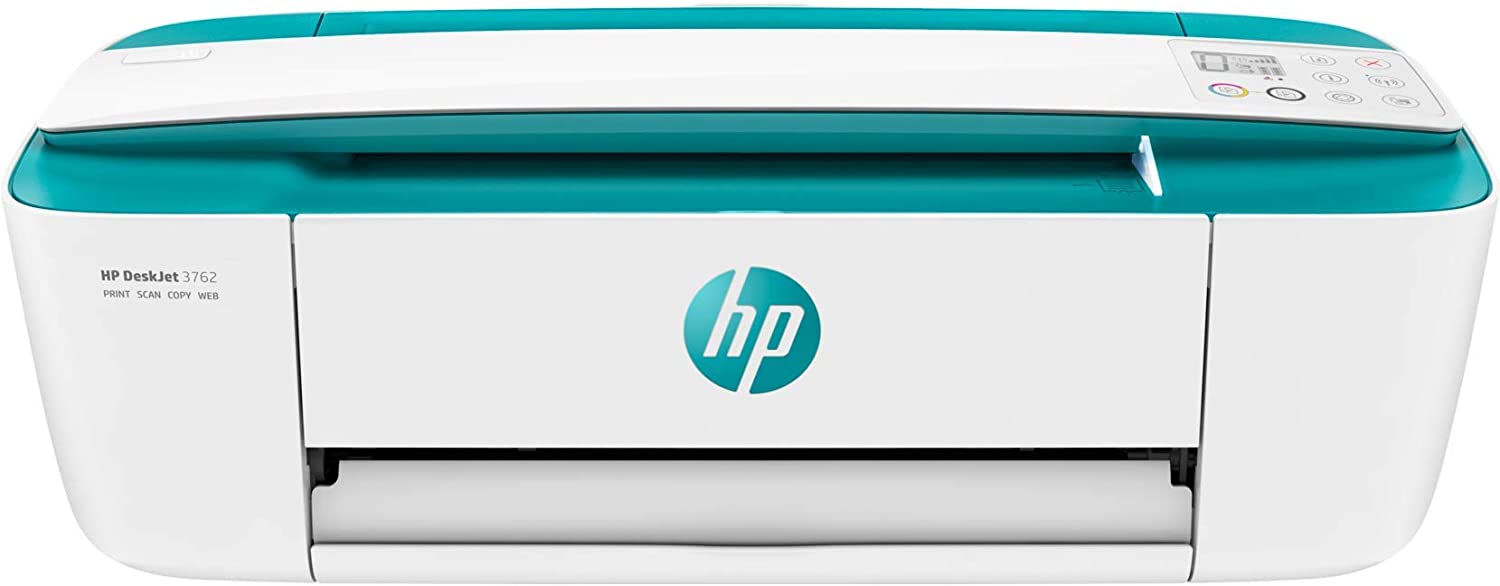HP DeskJet 3762 Stampante Multifunzione a Getto di Inchiostro, Scanner e Fotocopiatrice, Wi-Fi, Wi-Fi Direct, 2 Mesi di HP Instant Ink Inclusi, App HP Smart, Bianco/Verde Aqua
