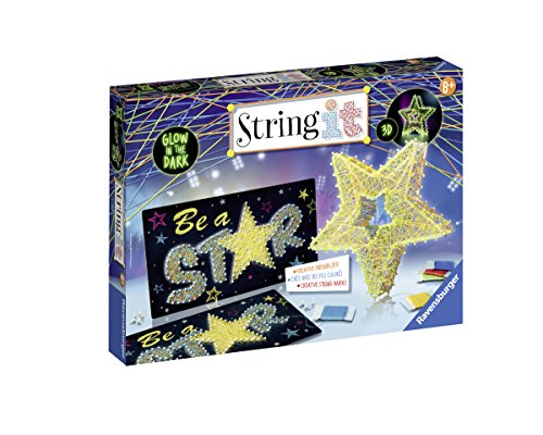 Ravensburger- Set da Gioco String it Maxi: 3D Stars-Glow in The Dark, Colore Giallo, 18052