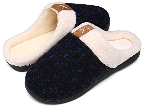Mishansha Pantofole Donna Memory Foam in Caldo Cotone Scarpe Antiscivolo Scarpe da Casa Inverno Indoor Caldo Pattini,Blue,40/41 EU