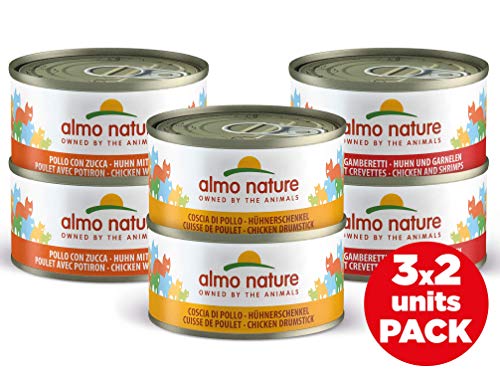 almo nature Multipack -Ricette assortite al Pollo Confezione da 6 lattine da 70g - Cibo Umido Naturale per Gatti Adulti