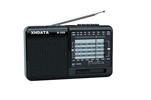 XHDATA D-328 Lettore MP3 Radio Portatile D-328 Supporto TF Card FM AM SW Full Band Radio (Nero)