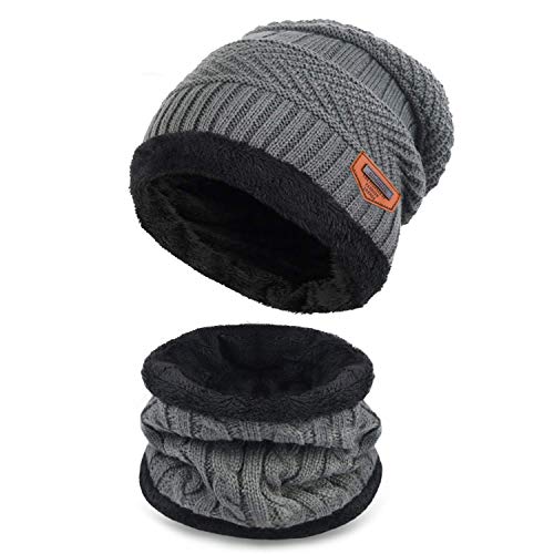 Supstar Beanie Bambino Cappello Inverno Spessa Bambino Sciarpa Bambini Cappelli Invernali Adatto Ragazzi Ragazze (Grigio)