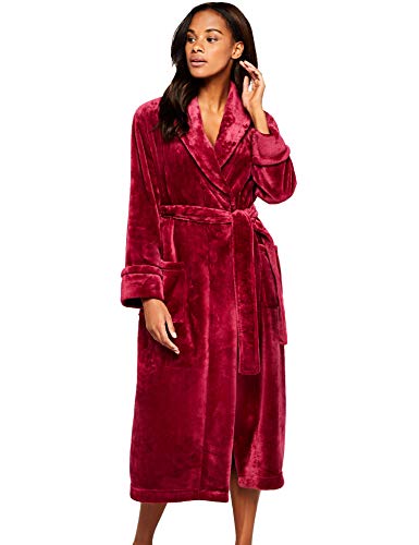 Marchio Amazon - Iris & Lilly Long Plush Dressing Gown Donna, Rosso (rosso), M, Label: M