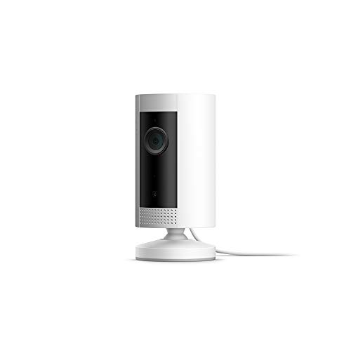 Ti presentiamo Ring Indoor Cam, una videocamera di sicurezza plug-in compatta, con immagini in HD e comunicazione bidirezionale, bianca, compatibile con Alexa