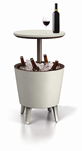 Keter 17186745 Cool Bar, Tavolino da caffè in plastica, allungabile, Bianco/marrone
