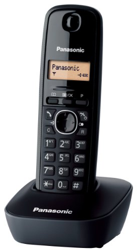 Panasonic KX-TG1611JTH Telefono Cordless DECT Singolo con Base Montabile a Parete, Nero