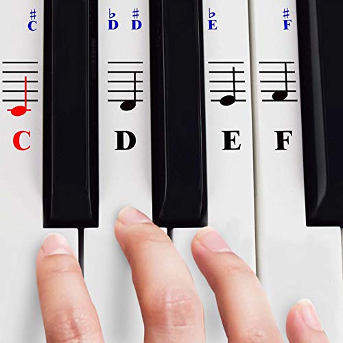 Sticker da Piano per 49/61/ 76/88 Tasti da Tastiera – Trasparenti e Rimovibili con Ebook per il Piano gratuito