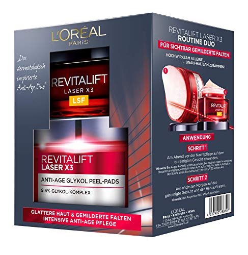 L'Oréal Paris Revitalift Laser X3 Routine Duo – Set per la cura del viso intensiva anti-invecchiamento, attenua le rughe e garantisce una pelle uniforme.