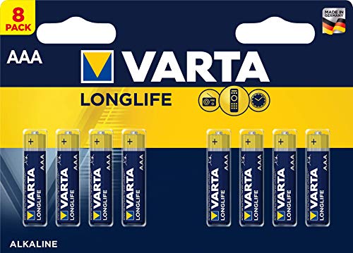 Varta 4103101418 Longlife Batteria Alcalina, Ministilo AAA LR03, Confezione da 8 Pile Confezione risparmio - il design può variare