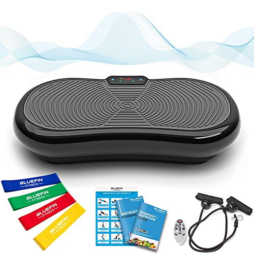 Bluefin Fitness Pedana Vibrante Ultra Slim | 5 Programmi + 180 Livelli | Altoparlanti Bluetooth | Dimensioni Ridotte | Design Made in UK | Performance Durevole (Nero)