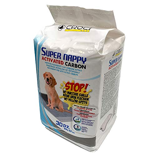 CROCI SUPER NAPPY, Tappetino Ultra Assorbente con Carbone Attivo, Anti Odore, Anti Macchia, Set di 30 unità, Formato 84x57