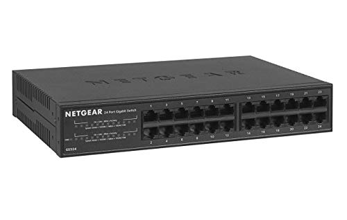 Netgear GS324 Switch Ethernet 24 porte Gigabit, Switch Unmanaged desktop/rackmount, struttura in metallo senza ventole