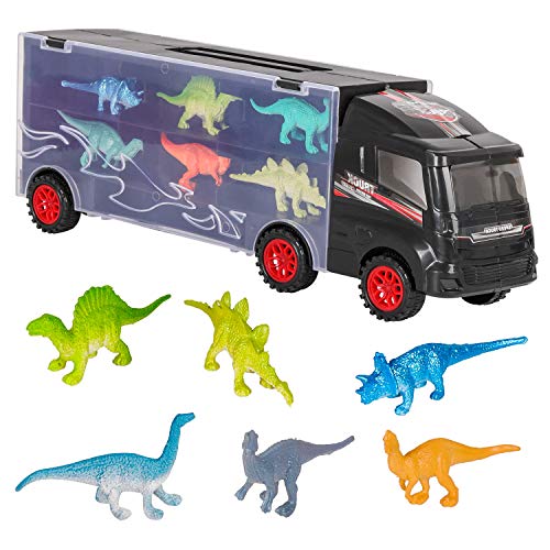m zimoon Giocattoli del Camion, Camion del Trasportatore Camion per Il Trasporto di Dinosauri con 12 Mini Dinosauri di Plastica per i Bambini