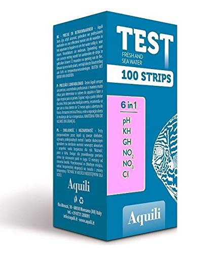 Aquili TST033 Test Strips 6 in 1, PH GH kg No2 No3 Cl, 100 Strips