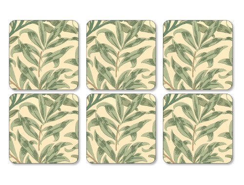 Pimpernel - Set di 6 sottobicchieri in MDF con Dorso in Sughero, Motivo: Willow Bough, 10,5 x 10,5 cm, Colore: Verde/Multicolore