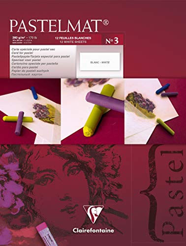 Clairefontaine 18 x 24 cm PastelMat Pastel Card Pad No3, 360 g, 12 fogli, bianco