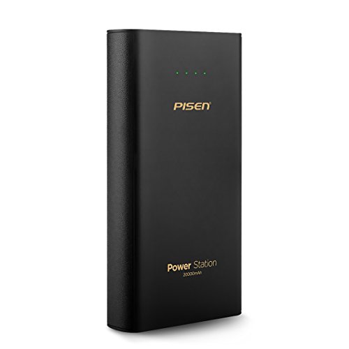 PISEN Power Station 20000mAh (NERO)Caricabatterie portatile portatile, batteria esterna, uscite USB 2, puoi risparmiare tempo, utilizzare l'elegante design del telefono cellulare, tablet PC Powerbank