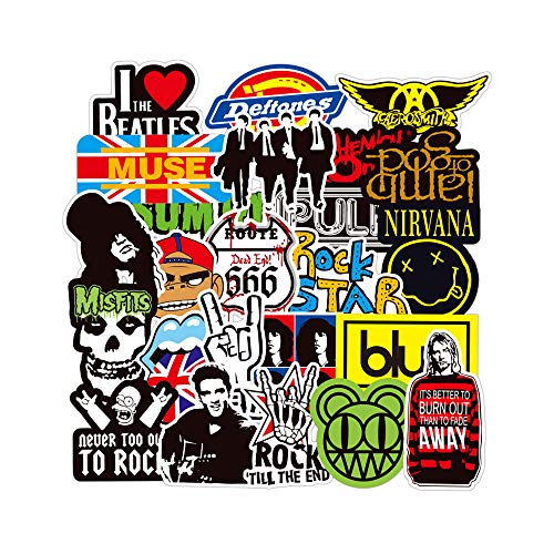 Sticker Pack 100-Pcs Adesivo Rock And Roll,Cool Adesivi per Laptop MacBook Moto Graffiti Patch Skateboard autoadesivi paraurti Hippie Decals Bomba Impermeabile(Rock And Roll)