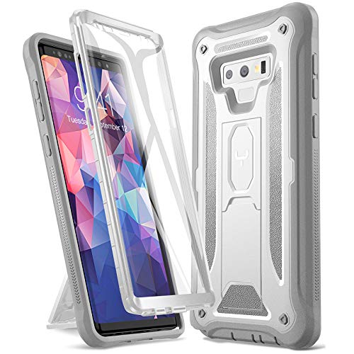 YOUMAKER per Galaxy Note 9, Corpo Intero con Protezione per Schermo incorporata Protezione Resistente Cover Robusta Antiurto per Samsung Galaxy Note 9 6,4 Pollici - Bianco/Grigio