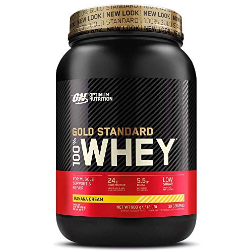 Optimum Nutrition Gold Standard 100% Whey Proteine in Polvere con Proteine Isolate, Aminoacidi e Glutammina per la Massa Muscolare, Crema di Banana, 30 Porzioni, 0.9 kg, il Packaging Potrebbe Variare