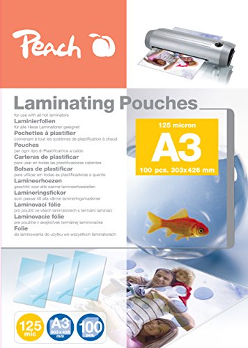 Peach Laminating Pouches A3, 125 mic, PP525-01, 100-pack