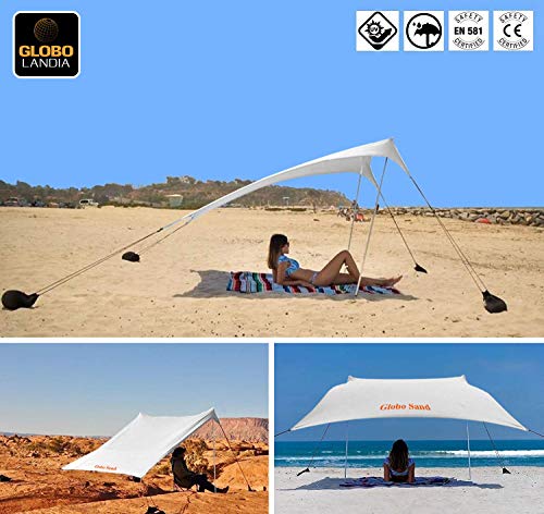 GLOBOLANDIA Tenda da Spiaggia Tents Globo Sand 2.1m x 2.1m con Ancoraggio a Sabbia 95117B, Parasole Portatile Tende con Ancoraggio a Sabbia Tettuccio Parasole