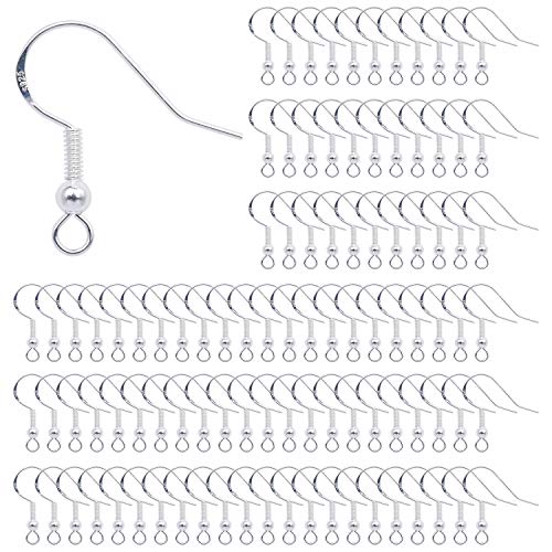 MengH-SHOP Ganci per Orecchini Argento Sterling 925 Gancio Orecchini con Sfera in Filo e Bobina per Realizzare Gioielli Fai da Te 100 Pezzi