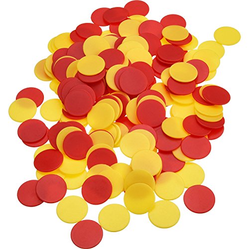 200 Pezzi Gettone di Plastica Colorati Contatori Gettone Tombola Marcatori con Borsa di Stoccaggio per Matematica o Giochi (Giallo Rosso)