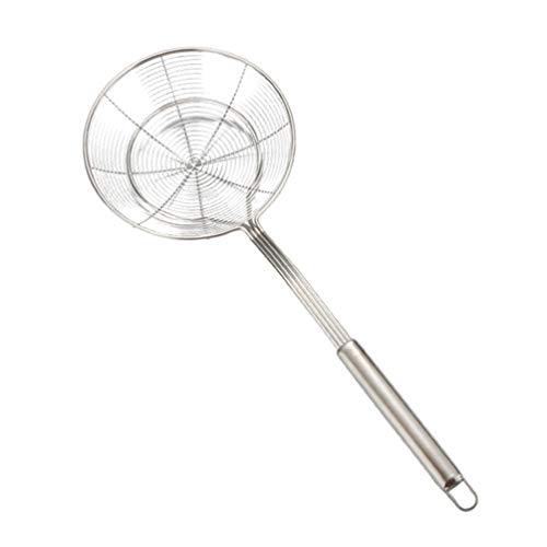 Hemoton Filo da Cucina Skimmer Filtro per Ragno Acciaio Inox Filtro per Ragno Maglie Colino per Alimenti Fessura Mestolo Mestolo per Pasta Friggere Patatine Taglia XL