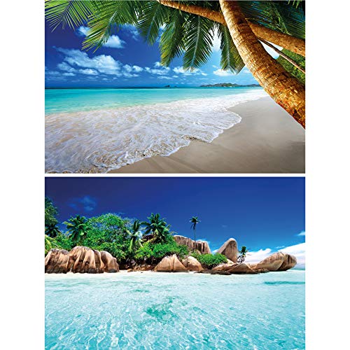 GREAT ART Set di 2 Poster XXL con Vista sul Mare e sulla Spiaggia di Palme da Sogno Spiaggia dei Caraibi Tropici Decorazione murale Sensazione di Vacanza – Foto Sfondo (140 x 100 cm)