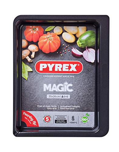 Pyrex Magic - Teglia da forno rettangolare in metallo, 4,60 l, 35 x 26 cm