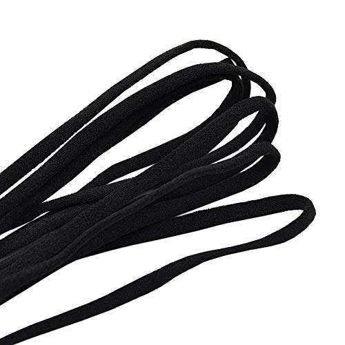 Elastico per Cucito, Cordoncino Elastico Piatto Cavo Elastico Nero per Cucito e Artigianato, Corda Elastica Bobina Elastica per Maglieria, 3mm, 9metri