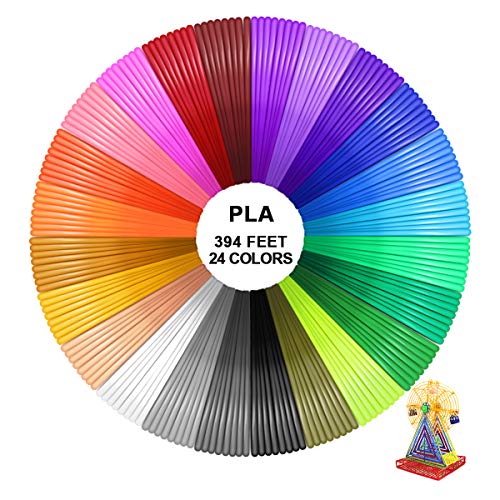 PHILORN PLA Precisione Dimensionale Filamento Penna 3D +/- 0,02 mm, Ricariche Stampante 3D Compatibili con Stampanti 1,75 mm - Ogni Colore 16,4 Piedi (Totale 24 Colori / 394 Piedi)