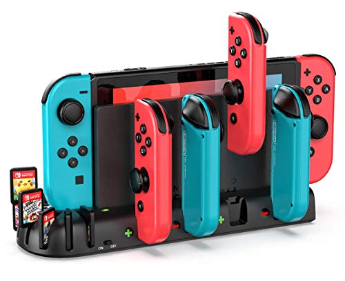 KDD Controller Caricabatterie Dock Station Compatibile con Nintendo Switch Joycon, KDD Dock Station con 8 slot di gioco