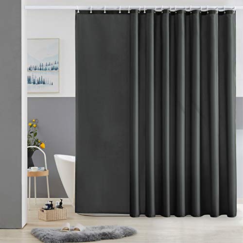 Furlinic Tenda Doccia Antimuffa Tessuto Poliestere Grande Tende Doccia Impermeabile Lavabile Grigio Scuro Tenda Vasca da Bagno con 18 Ganci 275x180cm.