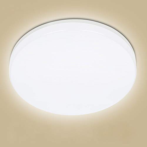 Plafoniera LED Con Sensore di Movimento, Oeegoo 18W 1800LM Lampada da soffitto con sensor a Microonde, Bianco Naturale 4000K Impermeabile IP44 Lampadario per Seminterrato Scale Corridoio Ø28cm