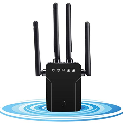 Ripetitore WiFi Wireless 1200Mbps Dual Band 5GHz 2.4GHz Area 200㎡, Extender Segnale WiFi Access Point Ethernet/LAN/WPS, Modalità AP/Ripetitore/Router/Cliente, per Tutti Router Inclusi Fibra e ADSL