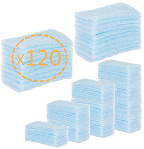 Annote Spugne saponate usa e getta per neonati bambini e adulti - 120 Unità - Spugne per pelli sensibili - Spugne da bagno con sapone a pH neutro - Confezione da 5 confezioni da 24 spugne