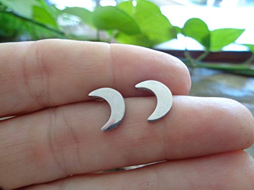 ✿ LUNA ACCIAIO INOSSIDABILE LUNA NEUMOND HALF-MOON PLUG ✿ Orecchini, orecchini a bottone in argento, antiallergici