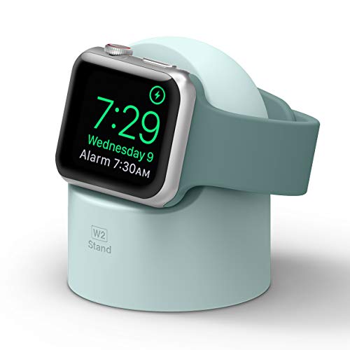 Elago W2 Supporto W2 Stand Compatibile con Apple Watch SE/Serie 6 (2020)/ Serie 5 / Serie 4 / Series 3 / Series 2 / Series 1 / 44mm / 42mm / 40mm / 38mm - Stand Notturno, Gestione Cavi (Baby Menta)