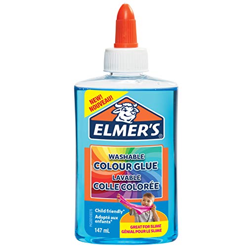 Elmer’s Colla Vinilica Colorata Semitrasparente, Lavabile, Ottima per Realizzare Slime, Blu, 147 ml, 1 Pezzo