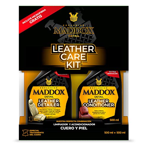 Maddox Detail - Leather Care Kit - Kit di pulizia cuoio e pelle. Balsamo e detergente per cuoio e pelle. Confezione da due prodotti.