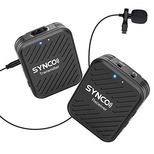 SYNCO G1(A1) Microfono-Lavalier-Wireless-DSLR-Fotocamera, 2.4GHz Microfono Senza Fili Professionale per Smartphone e Reflex Compatibile per Canon, Sony, Nikon, Fujifilm