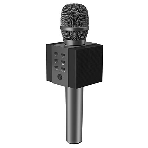 TOSING 008 Microfono Karaoke Bluetooth wireless, volume maggiore 10W, più basso, 3-in-1 Microfono portatile con doppio altoparlante per iPhone/Android/iPad/PC (Nero)