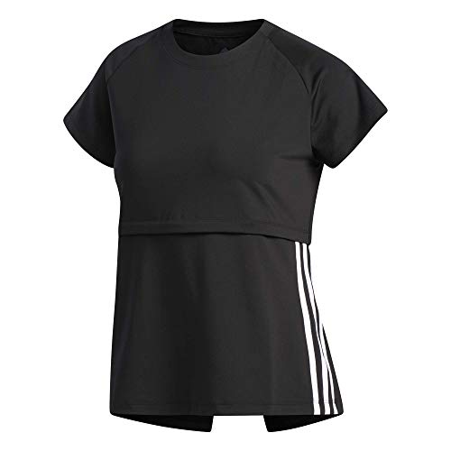 adidas 3s cap Slv Tee T-Shirt, Donna, Black/White, M