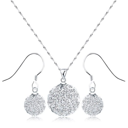 Merdia 925 Parure composta da collana e orecchini in argento Sterling, con cristalli, ideale per matrimonio, colore bianco