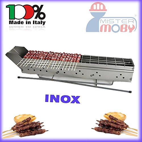 Mistermoby Fornacella Cuoci Spiedini Arrosticini Carne Pesce 80 Cm Inox