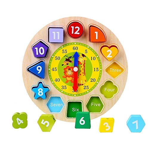 Afunti Orologio Puzzle in Legno - Primi Educazione Puzzle Giocattoli Educativi del Bambino