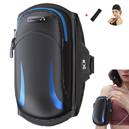 Fitness - Fascia da braccio sportiva con porta monete e custodia per smartphone fino a 6,5 pollici, compatibile con iPhone 6s 7 8 XS X Plus, Samsung Galaxy S7 S8 S9, Edge, Note 8, Pixel 2, Huawei