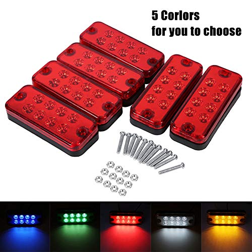 VGEBY 6Pcs 12V 8 LED Indicatore Laterale della Lampada, Lampade per Segnalatori Laterali dell'Automobile ( Colore : Rosso )